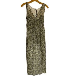 Dizzire Women's size Small High low Tan brown gray sheer High low Dress